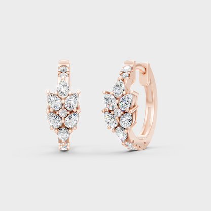 0.805 Ct Each Round Pear Diamond Hoop Earrings Lab Grown In Rose Gold Elegant Style