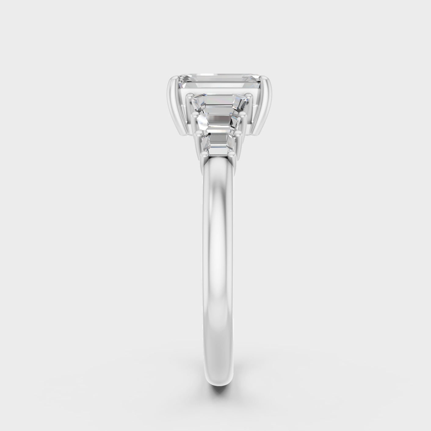 Platinum Diamond Ring Emerald Trapezoid 1.75 Ct Ethical Luxury Jewelry