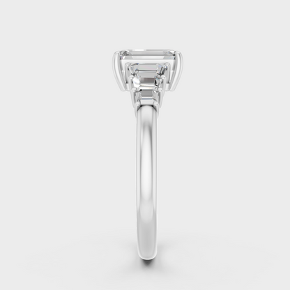 Platinum Diamond Ring Emerald Trapezoid 1.75 Ct Ethical Luxury Jewelry