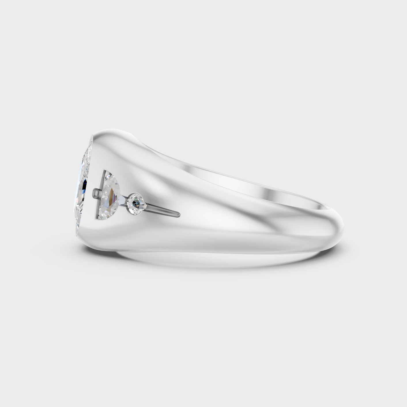 Platinum Diamond Ring Cushion Half Moon Round 1.91 Ct Ethical Luxury Jewelry