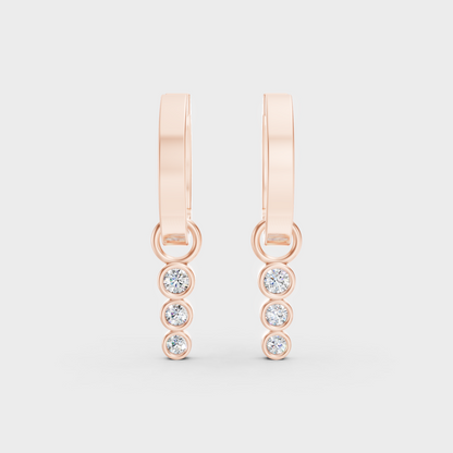 Rose Gold Luxury Round Diamond Drop Earrings 0.19 Ct Lab Grown Everyday Look
