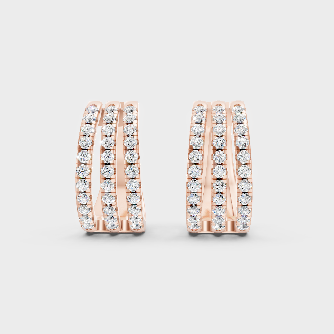 Rose Gold Luxury Round Diamond Hoop Earrings 1.98 Ct Lab Grown Statement Look