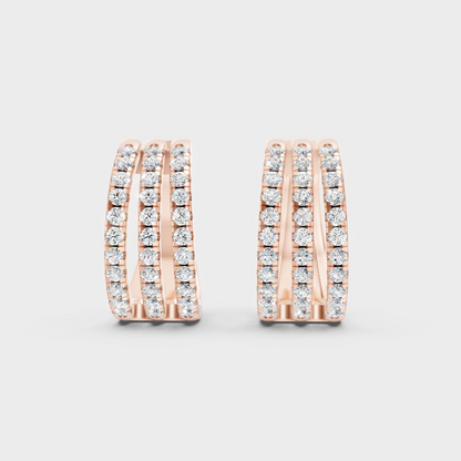 Rose Gold Luxury Round Diamond Hoop Earrings 1.98 Ct Lab Grown Statement Look