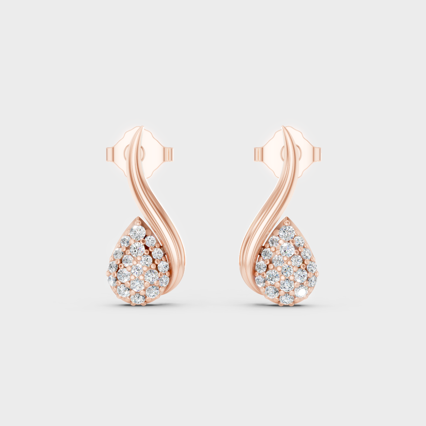 Rose Gold Luxury Round Diamond Stud Earrings 0.19 Ct Lab Grown Everyday Look