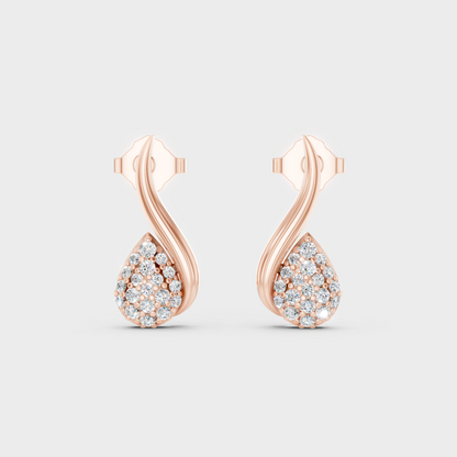 Rose Gold Luxury Round Diamond Stud Earrings 0.19 Ct Lab Grown Everyday Look