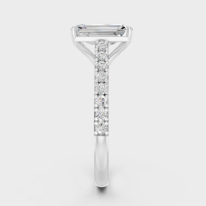 1.62 Ct Emerald & Round Cut Lab Grown Diamond Ring