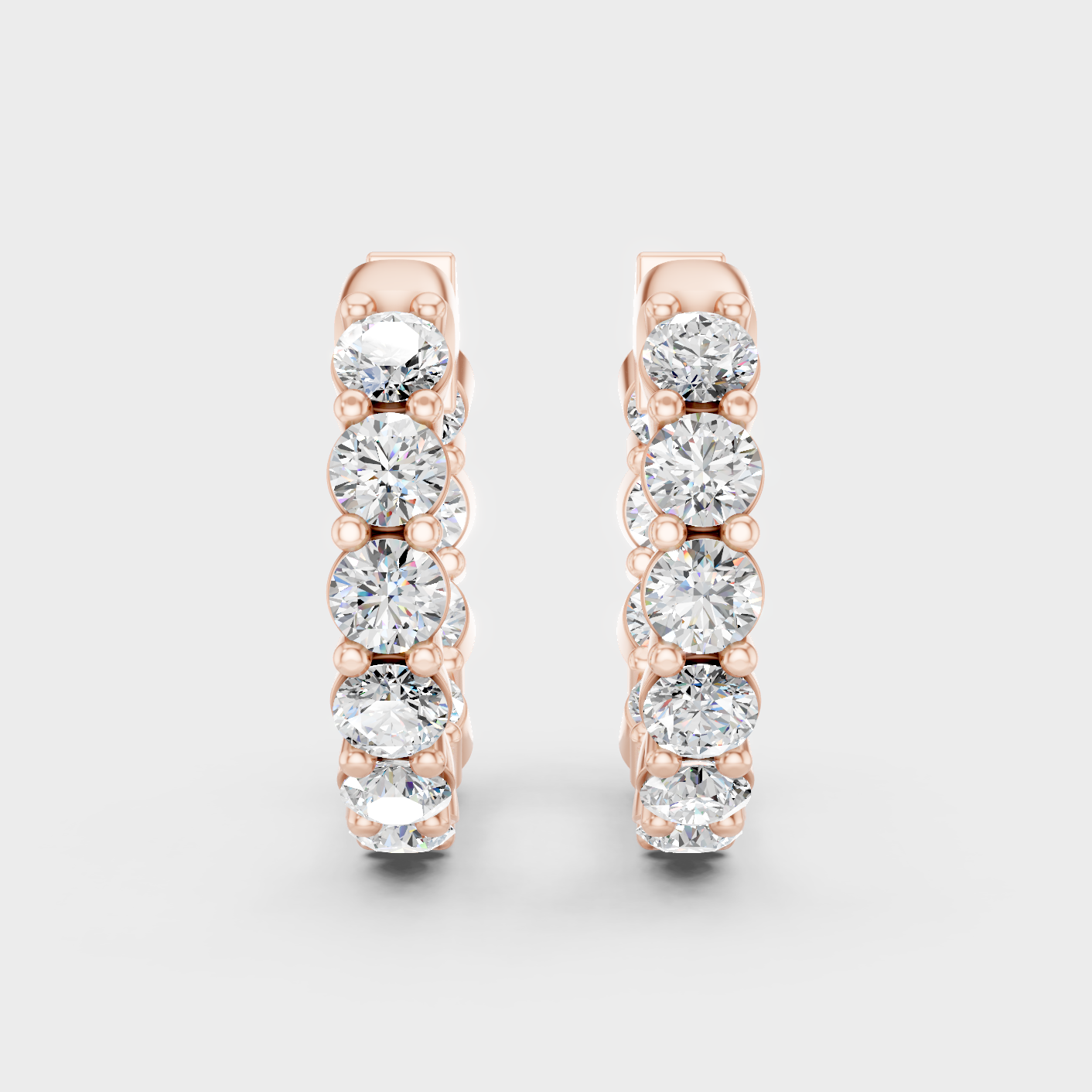 Rose Gold Luxury Round Diamond Hoop Earrings 1.60 Ct Lab Grown Statement Look