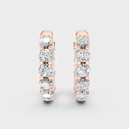 Rose Gold Luxury Round Diamond Hoop Earrings 1.60 Ct Lab Grown Statement Look