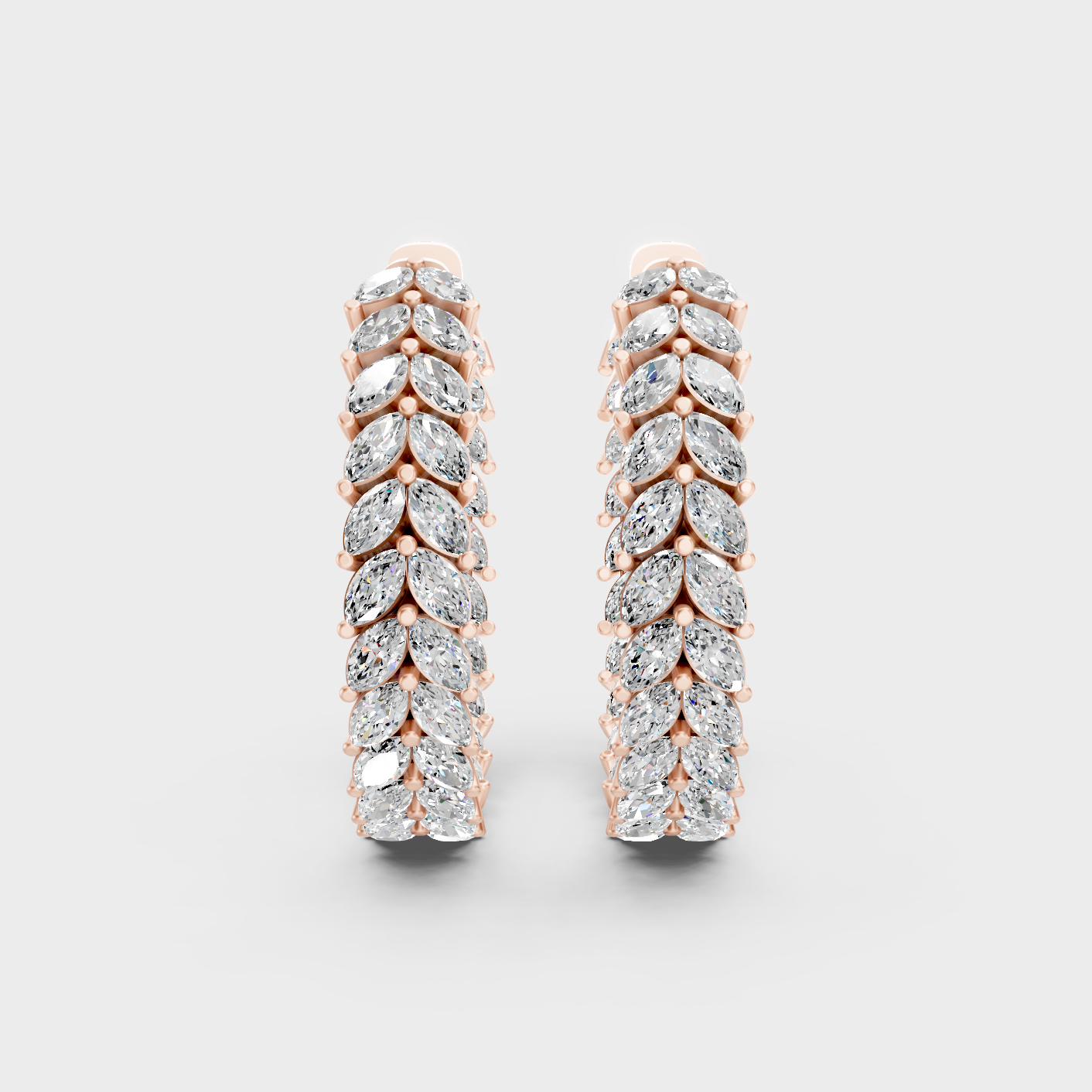 Rose Gold Luxury Marquise Diamond Hoop Earrings 7.04 Ct Lab Grown Glamorous Look