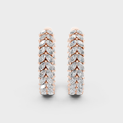 Rose Gold Luxury Marquise Diamond Hoop Earrings 7.04 Ct Lab Grown Glamorous Look