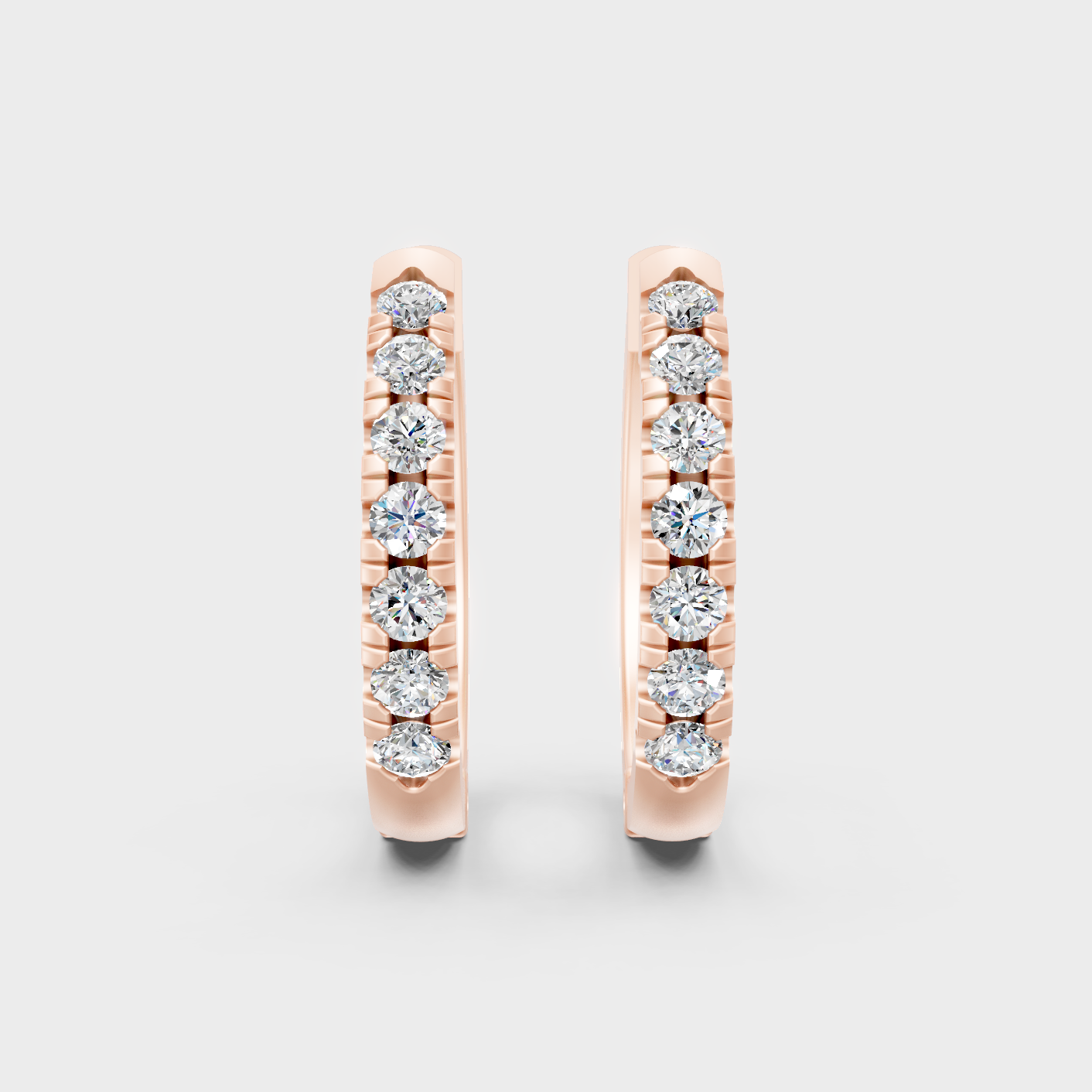 Rose Gold Luxury Round Diamond Hoop Earrings 0.22 Ct Lab Grown Everyday Look