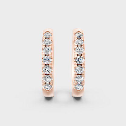 Rose Gold Luxury Round Diamond Hoop Earrings 0.22 Ct Lab Grown Everyday Look