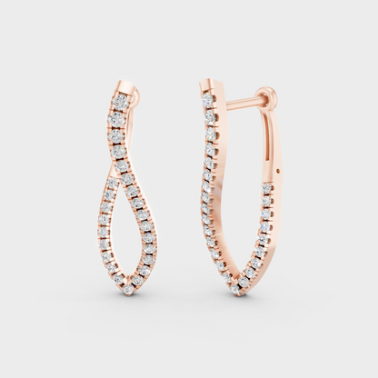 Rose Gold Round Diamond Drop Earrings 0.79 Ct Ethical Sparkle Jewelry