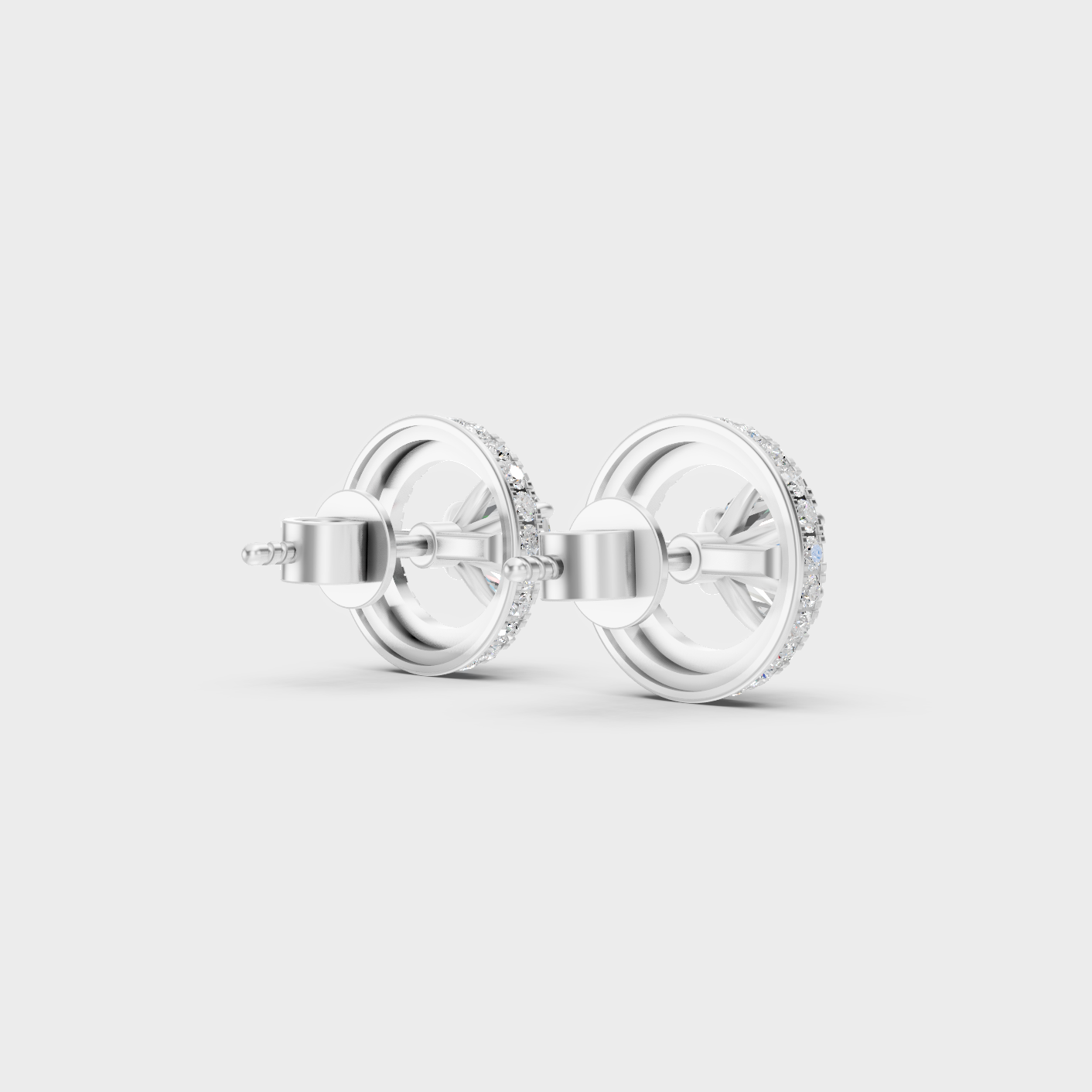 White Gold Classic Round Diamond Halo Earrings 3.26 Ct Fine Jewelry