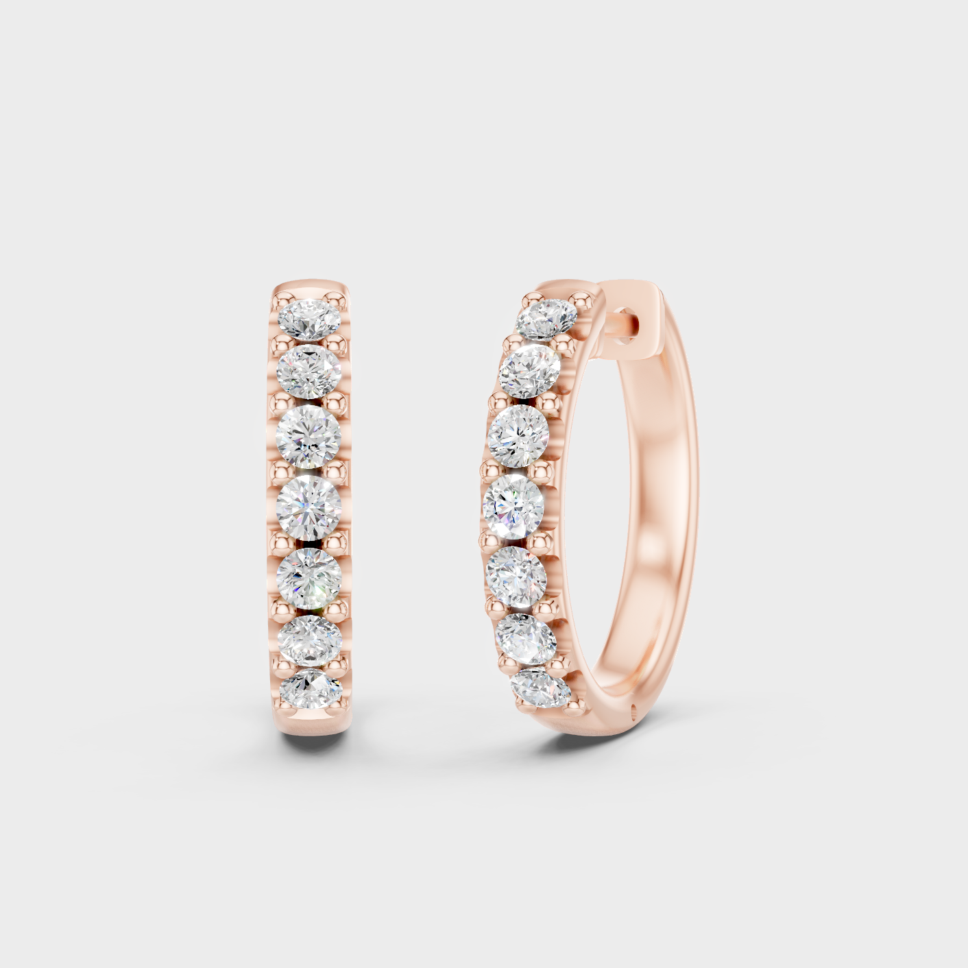 0.35 Ct Each Round Diamond Hoop Earrings Lab Grown In Rose Gold Luxury Style