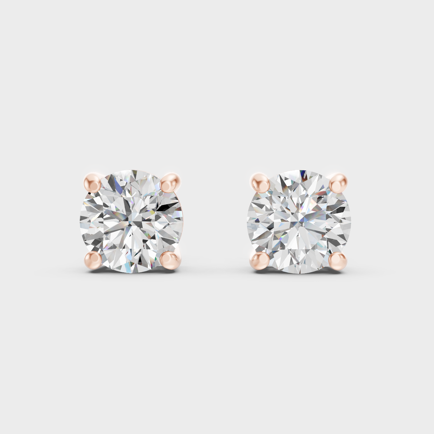 Rose Gold Luxury Round Diamond Stud Earrings 3.00 Ct Lab Grown Statement Look