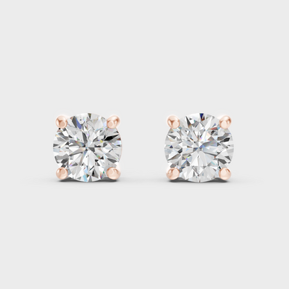 Rose Gold Luxury Round Diamond Stud Earrings 3.00 Ct Lab Grown Statement Look