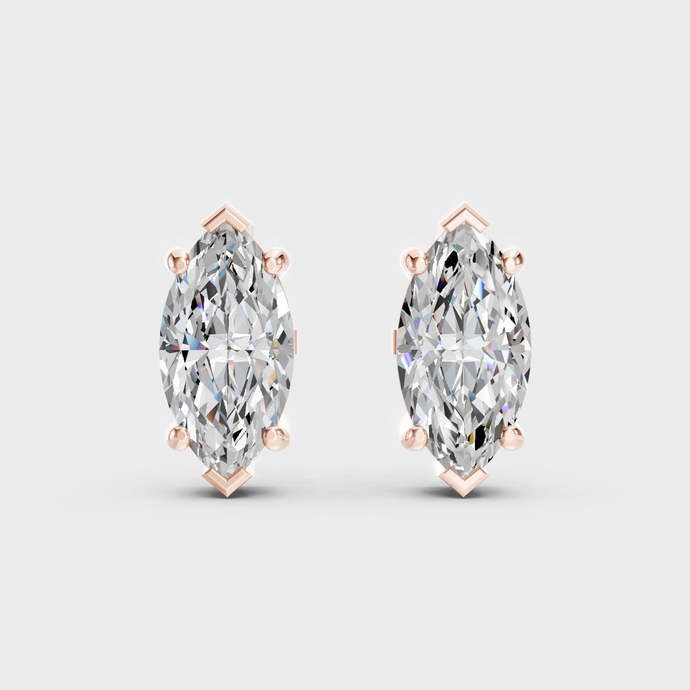 Rose Gold Luxury Marquise Diamond Earrings 3.00 Ct Lab Grown Statement Look