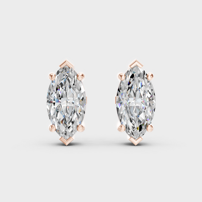 Rose Gold Luxury Marquise Diamond Earrings 3.00 Ct Lab Grown Statement Look