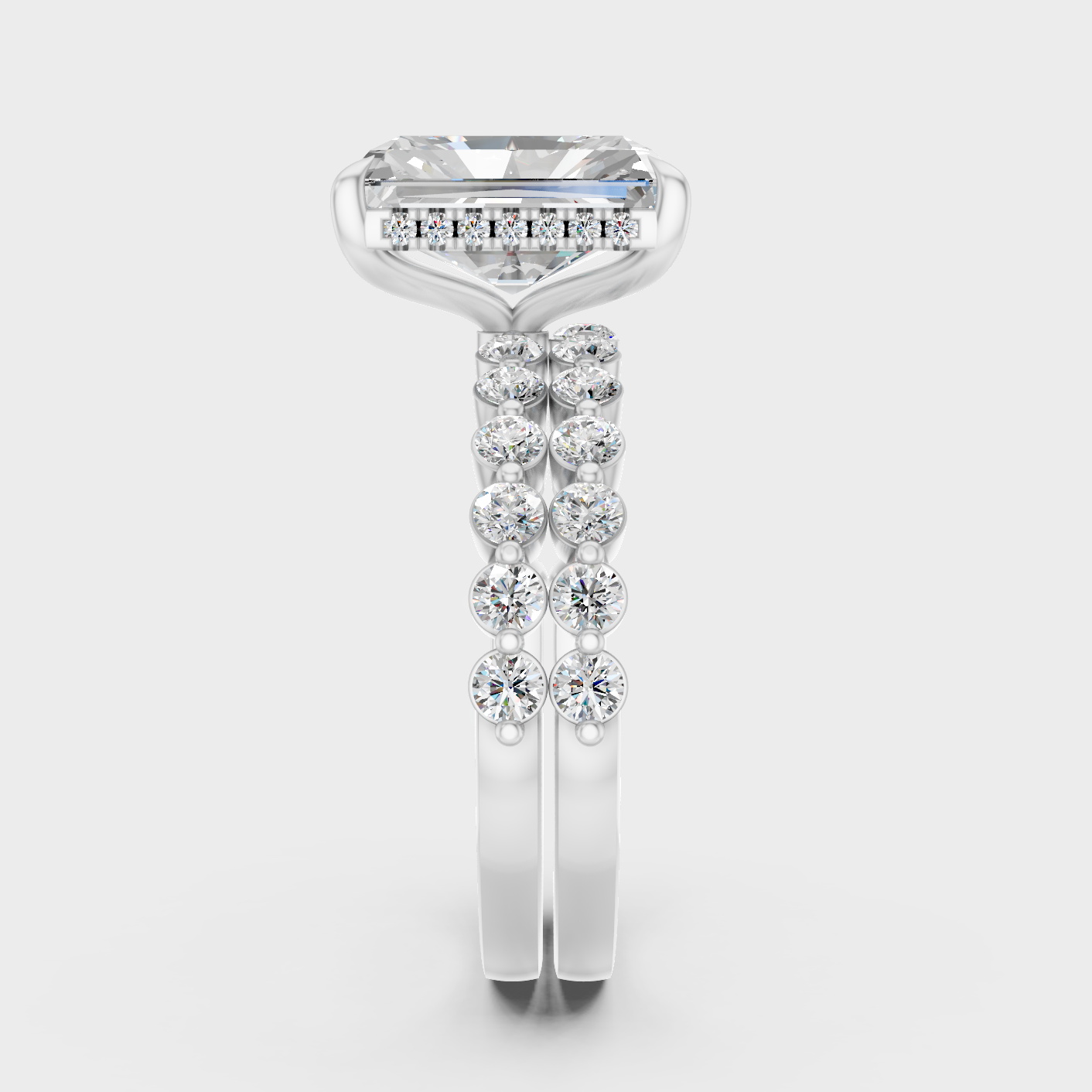Platinum Radiant Diamond Ring Set 4 Ct Premium Lab Grown Jewelry