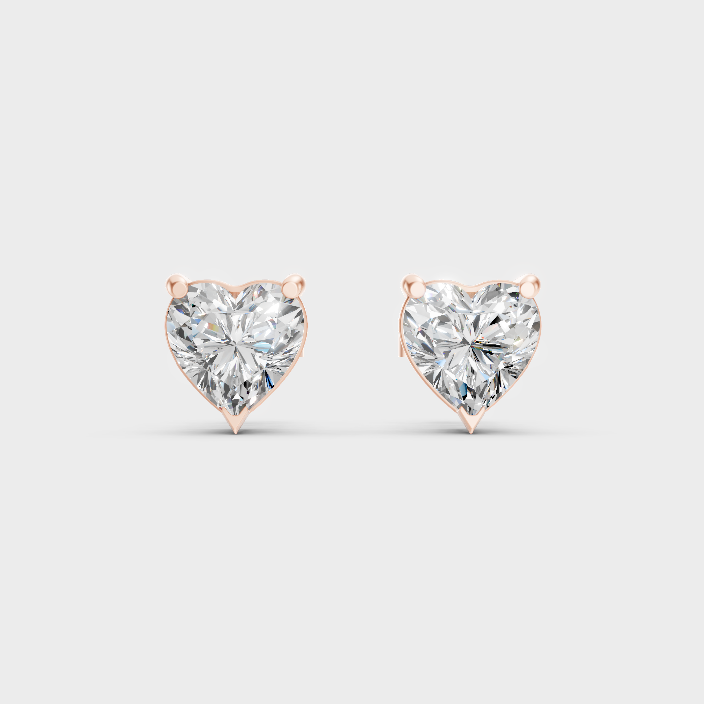 Rose Gold Luxury Heart Diamond Earrings 2 To 10 Ct Lab Grown Statement Look