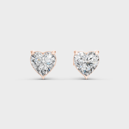 Rose Gold Luxury Heart Diamond Earrings 2 To 10 Ct Lab Grown Statement Look