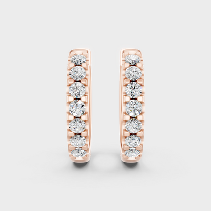 Rose Gold Luxury Round Diamond Hoop Earrings 0.70 Ct Lab Grown Minimal Style