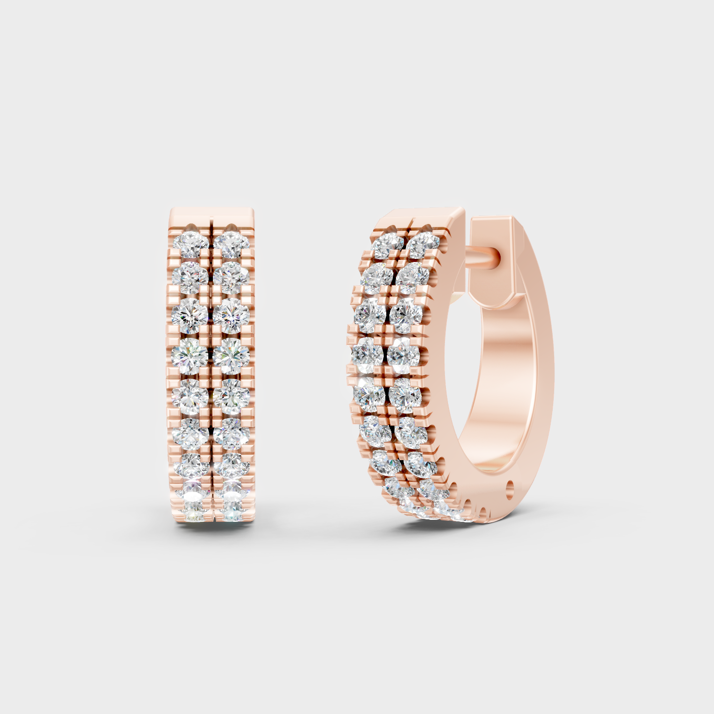 0.18 Ct Each Round Diamond Hoop Earrings Lab Grown In Rose Gold Minimal Luxury