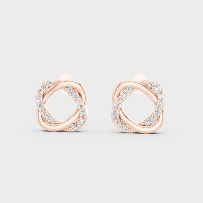 Rose Gold Luxury Round Diamond Stud Earrings 0.26 Ct Lab Grown Everyday Look