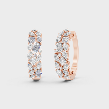 0.40 Ct Each Multi Cut Diamond Hoop Earrings Lab Grown In Rose Gold Luxury Style