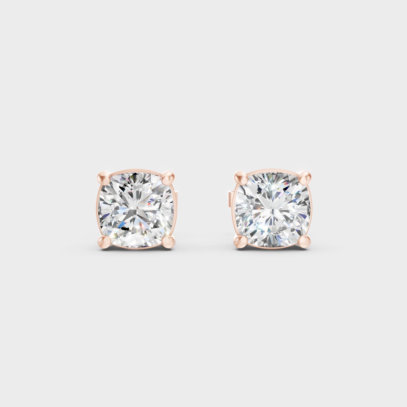 Rose Gold Luxury Cushion Diamond Stud Earrings 2 To 10 Ct Lab Grown Statement Look