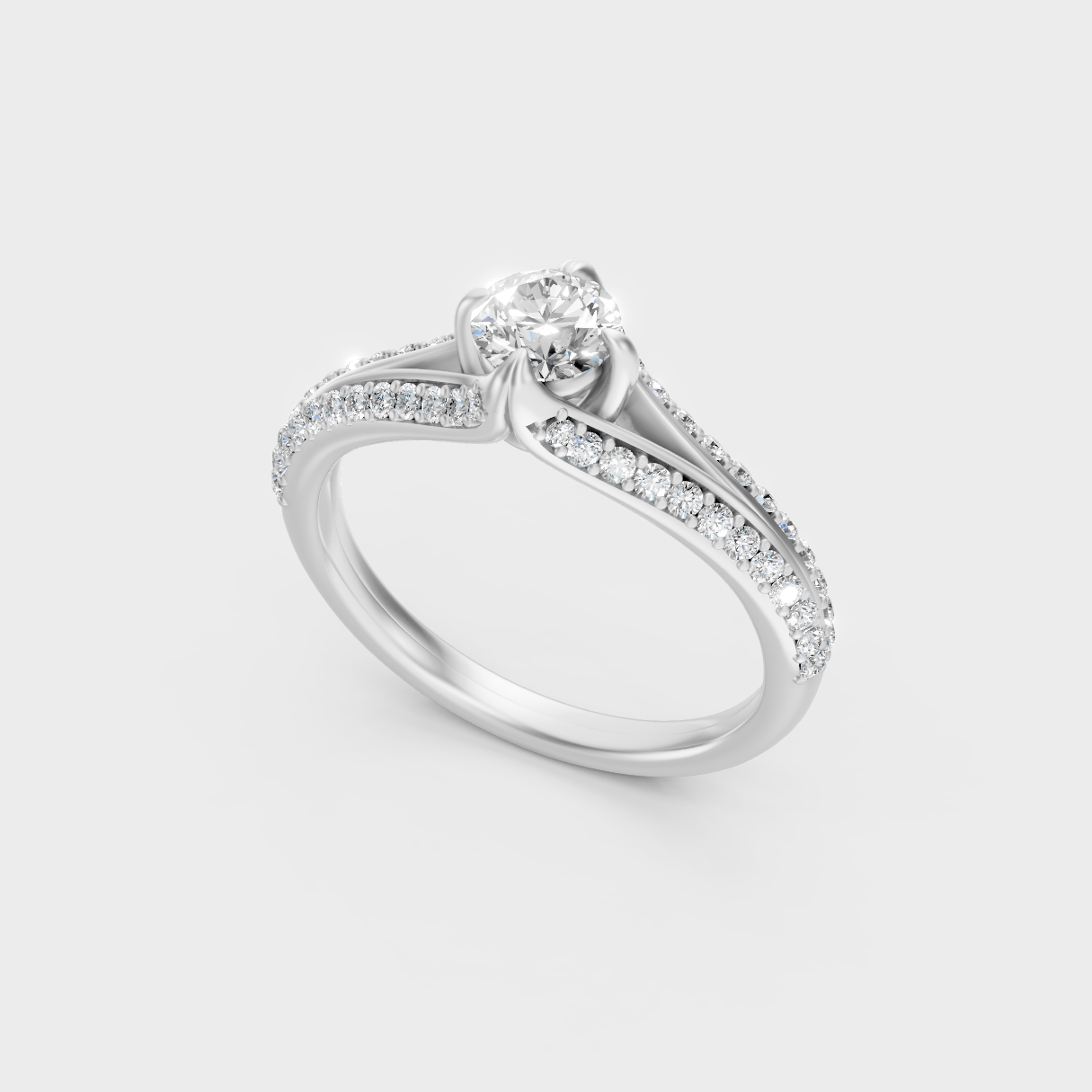 Sleek White Gold Solitaire Ring Featuring A Igi Certified Round Lab Diamond