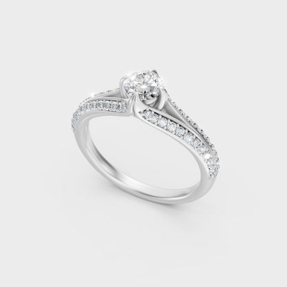 Sleek White Gold Solitaire Ring Featuring A Igi Certified Round Lab Diamond