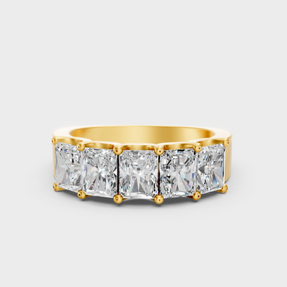 Luxury Radiant Cut Lab Grown Diamond Band In Yellow Gold Elegant Jewelry