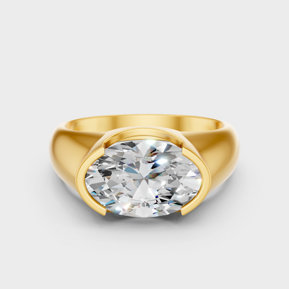 1 To 5 Ct Oval Cut Lab Grown Diamond Mens Ring In Yellow Gold Luxury Jewelry