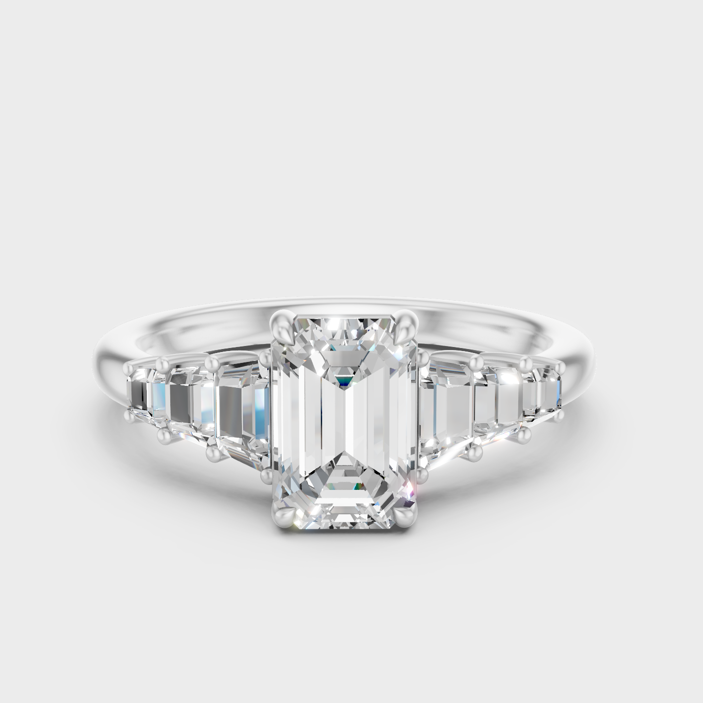 White Gold 1.75 Ct Lab Grown Emerald Diamond Ring IGI Certified Fine Jewelry