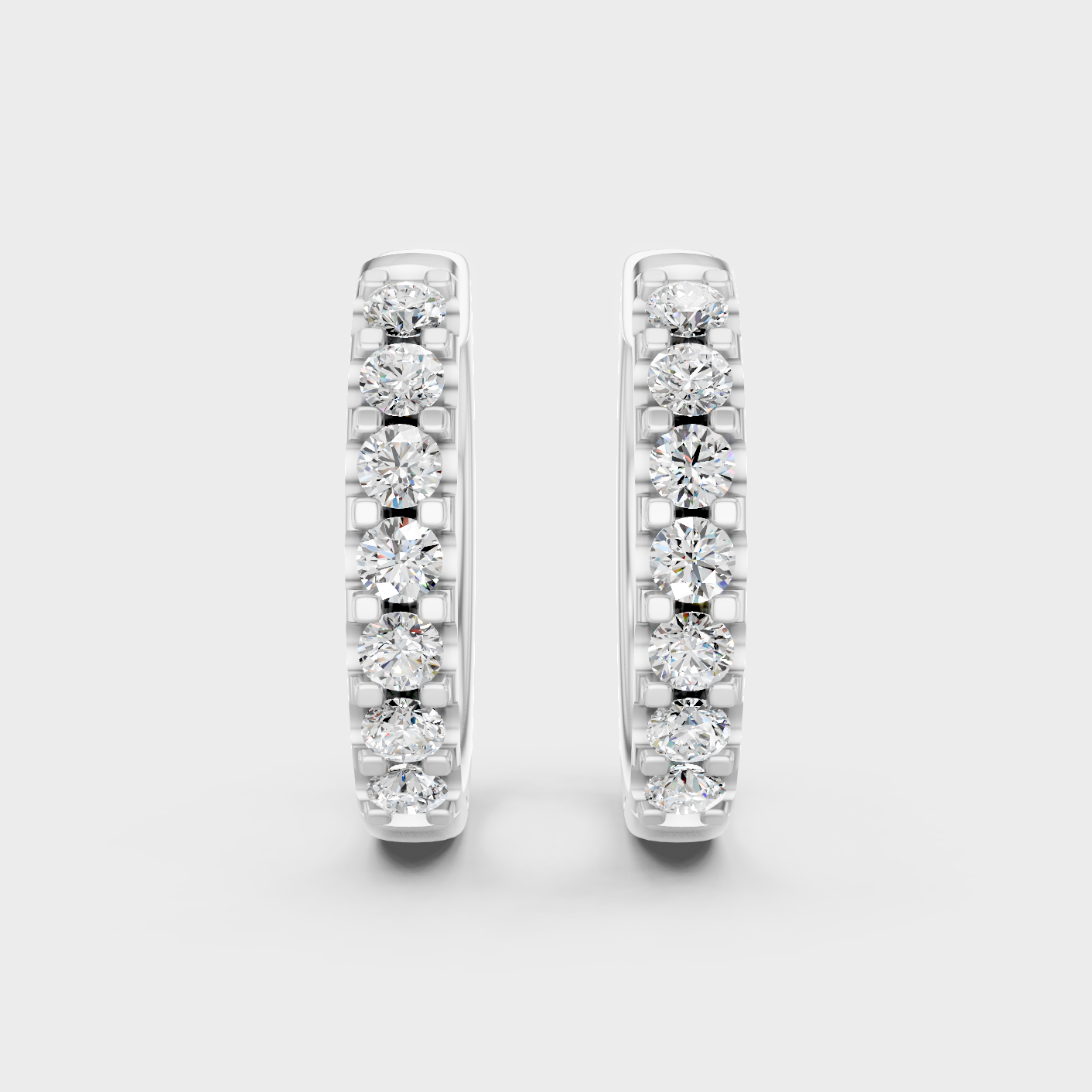 Platinum 950 Round Diamond Hoop Earrings 0.70 Ct Premium Designer Jewelry