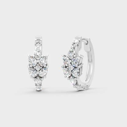 White Gold 1.61 Ct Lab Grown Round Pear Diamond Hoop Earrings Certified Fine Jewelry