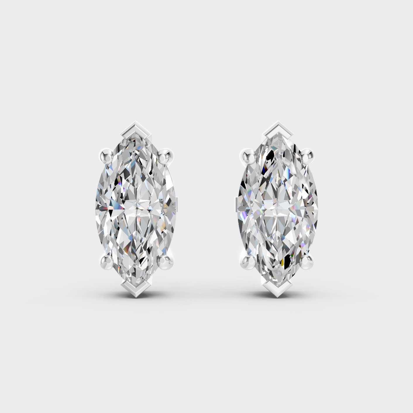 White Gold Marquise Diamond Earrings 3.00 Ct Lab Grown Classic Style
