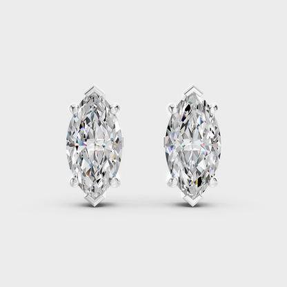 White Gold Marquise Diamond Earrings 3.00 Ct Lab Grown Classic Style