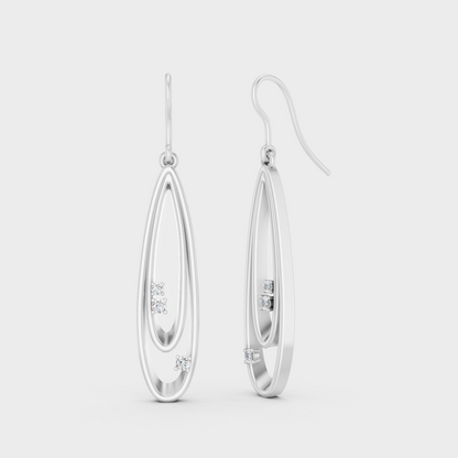 White Gold 0.11 Ct Lab Grown Round Diamond Drop Earrings GLI Certified Fine Jewelry