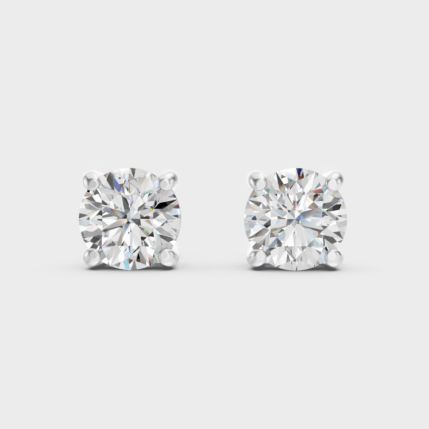 White Gold Round Diamond Stud Earrings 3.00 Ct Modern Luxury Design