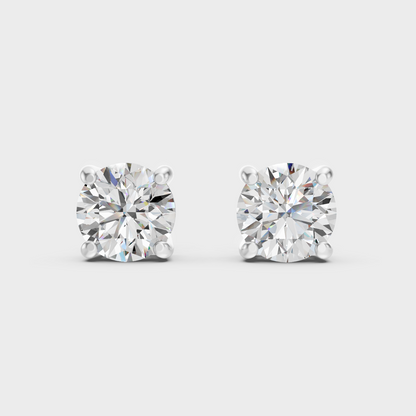 White Gold Round Diamond Stud Earrings 3.00 Ct Modern Luxury Design