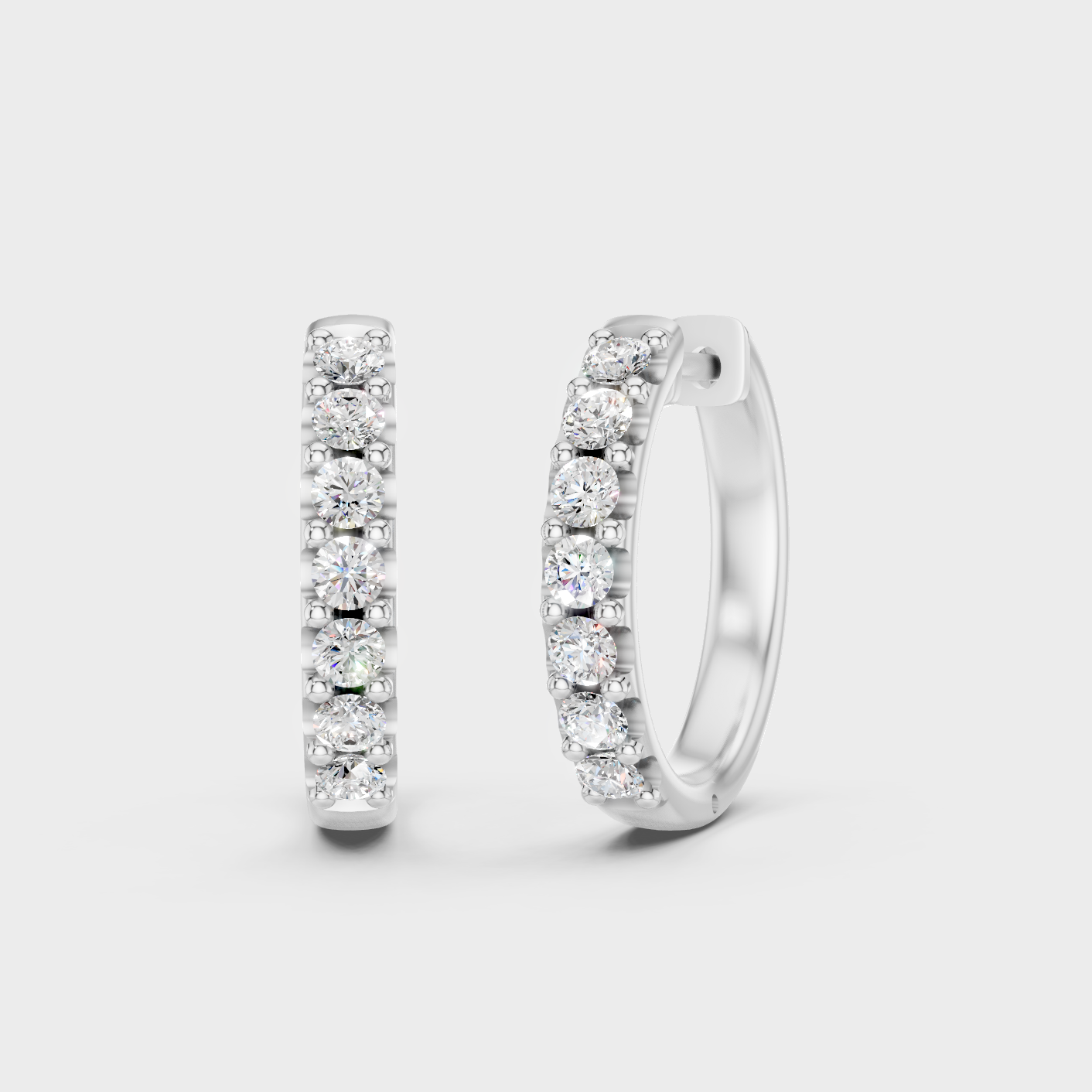 Platinum Round Diamond Hoop Earrings 0.70 Ct Designer Fine Jewelry