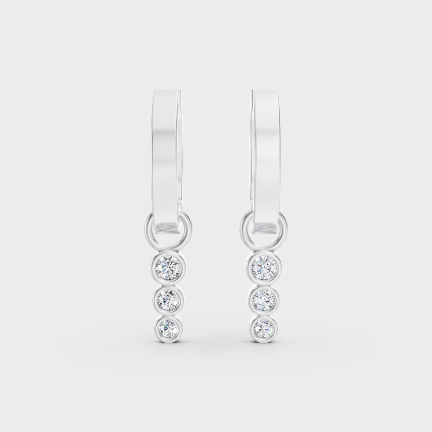 White Gold Round Diamond Drop Earrings 0.19 Ct Lab Grown Classic Style