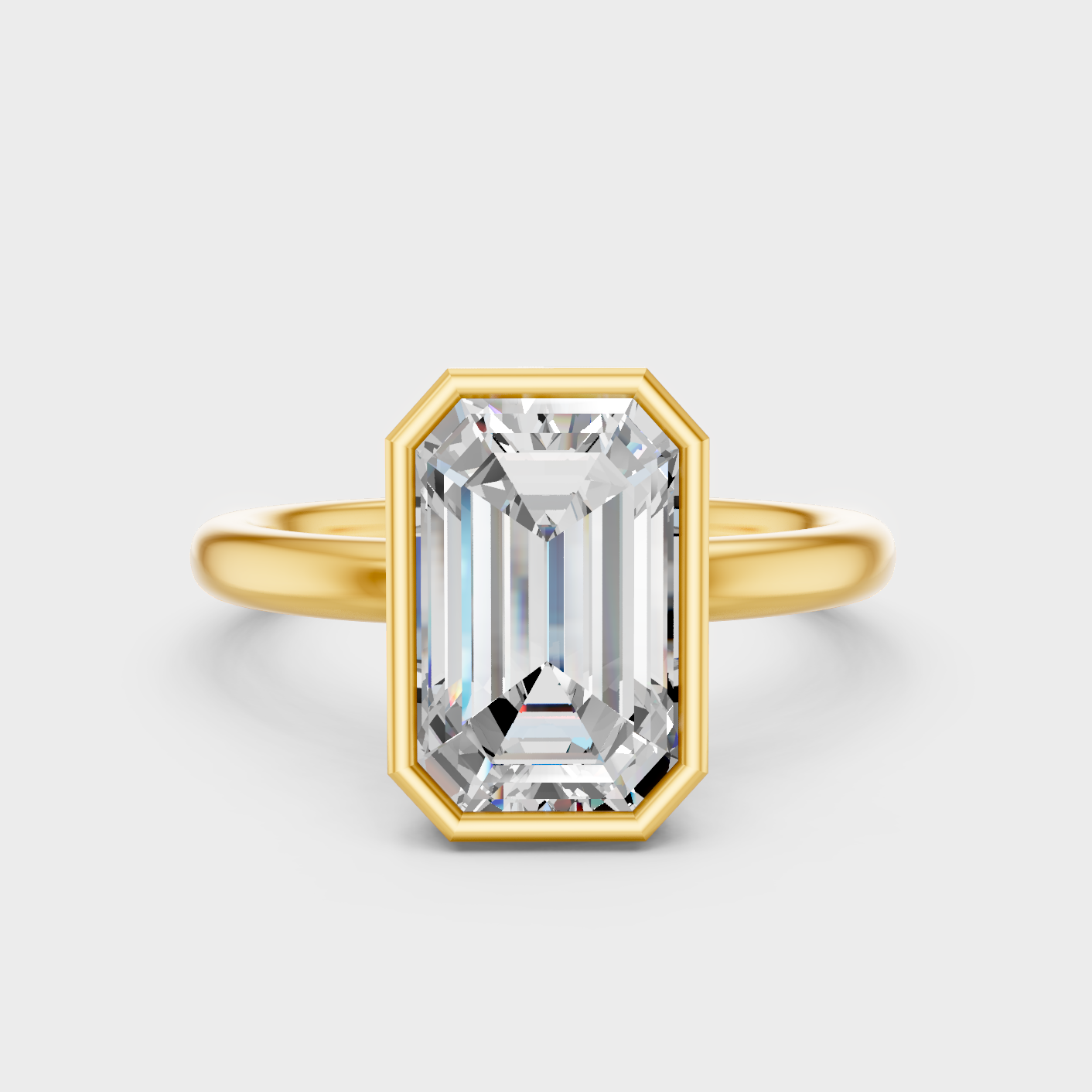 1 To 5 Ct Emerald Cut Lab Grown Diamond Womens Ring In Yellow Gold Luxury Jewelry