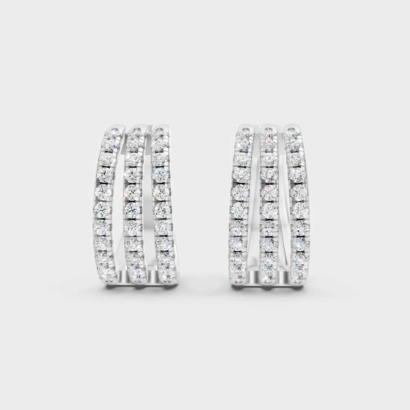 White Gold Round Diamond Hoop Earrings 1.98 Ct Lab Grown Classic Style
