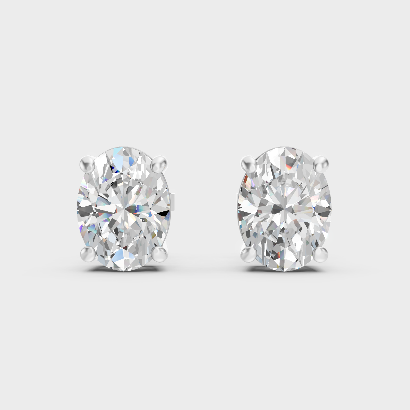 White Gold Oval Diamond Earrings 2 To 10 Ct Lab Grown Classic Fine Jewelry