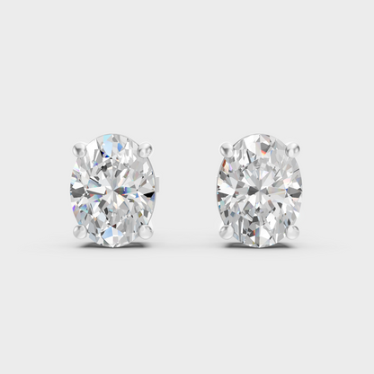 White Gold Oval Diamond Earrings 2 To 10 Ct Lab Grown Classic Fine Jewelry