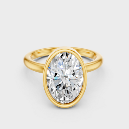 1 To 5 Ct Oval Cut Lab Grown Diamond Womens Ring In Yellow Gold Luxury Jewelry